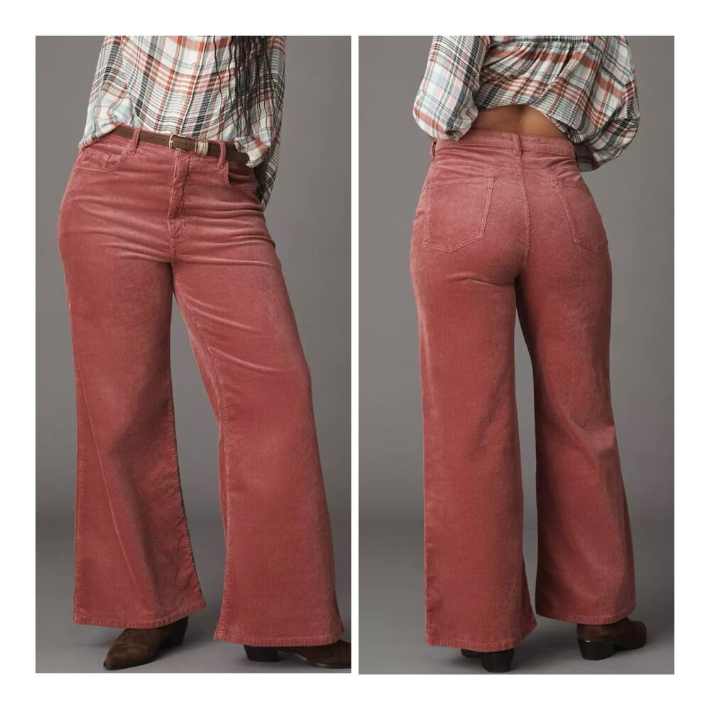 Pilcro Anthropologie Robbie Corduroy Flare High-Rise Stretch Retro Pants Size 32 - Picture 1 of 11